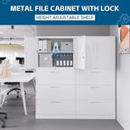 3-Drawer Metal File Cabinet, Lateral Vertical Filing Cabinets for Home Office, Locking Cabinet with Storage Shelves, Legal/Letter/A4 Size Office File Cabinet,(White, Assemble Required)