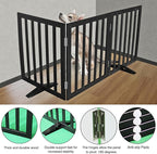 ZJSF Freestanding Indoor Dog Gate for House Foldable Wood Puppy Gate for Doorways Pet Gate for Stairs Extra Wide Pet Fence, Black, 32" Height 2 Panels