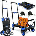 2-in-1 Folding Hand Truck with Retractable Handle, 330LBS Capacity Heavy Duty Hand Dolly, Collapsible Dolly Cart with Wheels for Luggage/Moving/Travel
