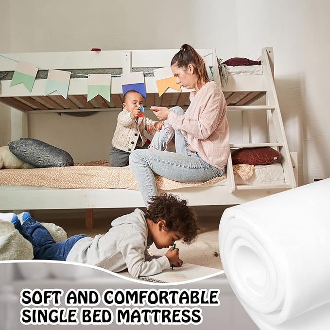 Amylove Polyurethane Foam 2/5" x 59" x 79" High Density Cushion Upholstery Foam Sheet for Seat Replacement DIY Projects Chairs Headboards Sofas Home(White)
