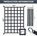 Heavy Duty Cargo Net for Pickup Truck Bed 66" x 50" 1100 lbs Capacity with Adjustable Cam Buckles S-Hooks and Drawstring Storage Bag, Durable Nylon for Trailers and Trucks