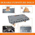 Furniture Dolly Cart with Wheels, Heavy Duty Cart with Caster Wheels, 16in-11in Furniture Movers with Wheels of 500Lbs Capacity, Small Moving Platform Dolly - 2 Pcs (Grey)