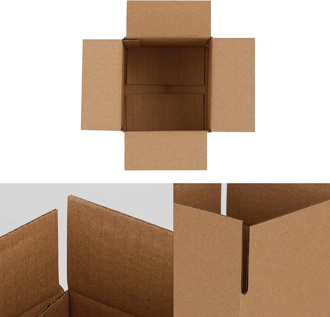 4x4x4 inches Shipping Boxes 50 Pack, Kraft Corrugated Small Cardboard Boxes for Mailing Packing, Brown