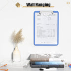 Hongri Plastic Clipboard with Pen Holder, Blue 8.5x11 Letter Size Clip Board for Classroom, Office, Students, Nurses and Women, Low Profile Clip, Size 12.5 x 9 in(Pack of 2)
