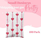 14.5x19 Designer Poly Mailer 100 Pack Heavy Duty Waterproof Self Seal Shipping Bags for Small Business Large Mailing Envelopes Bulk Tear Resistant Packaging Valentine Heart