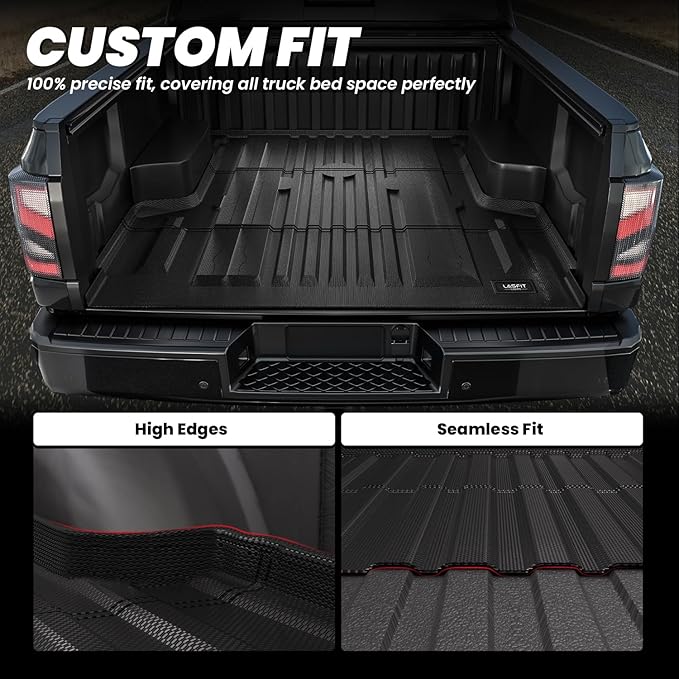 LASFIT Bed Mat for Nissan Titan 2017-2024 & Titan XD 2016-2024 5.6FT/67 inchs (Not Fit Equipped Truck Bed Storage), All Weather TPE Custom Fit Truck Bed Mat Liner for 17-24 Titan & 16-24 Titan XD