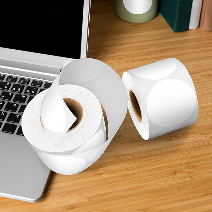 2 Inch White Circle Sticker Labels,2000Pcs 4 Rolls,Multi-Purpose Round Coding Labels for Office,Inventory, Organizing