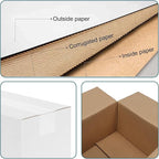 Calenzana 12x4x3 Shipping Boxes Set of 25, White Corrugated Cardboard Box for Mailing Packing Gifts Small Business