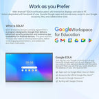 JAV 86 Inch Smart Board 4K UHD Interactive Whiteboard with EDLA Certification Built-in Android OS for Classroom Office Home Digital Display 8+128 GB for Hybrid Work (86 Inch)