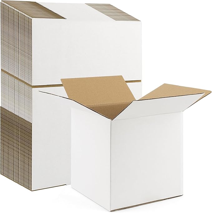 Frametory 8x8x8 Pack of 28 Corrugated Cardboard Packing Shipping Mailing Moving Carton Boxes, White