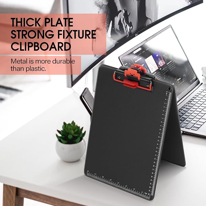 Clipboards with Pen Holder A4 Size 12.5x9 Inch Aluminum Protection Edge Clip Board for Classrooms, Offices, School, Doctor, Coaches [Upgraded Clip] (Black, 2 Pack)