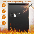 144 Keys Fireproof Cabinet Safe With Adjustable Hook Plates and Tags, Anti-Theft Lock Box Wall Mount With Combination Lock, Organizer for Home Office Garage