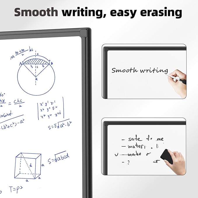 VUSIGN 36'' x 24'' Magnetic White Board for Wall, Dry Erase Board with Black Aluminium Frame, Hanging Whiteboard for Office, Home, Meeting - Accessories Included