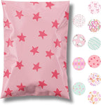 14.5x19 Designer Poly Mailer 100 Pack Heavy Duty Waterproof Self Seal Shipping Bags for Small Business Large Mailing Envelopes Bulk Tear Resistant Cute Packaging Seeing Stars Pink