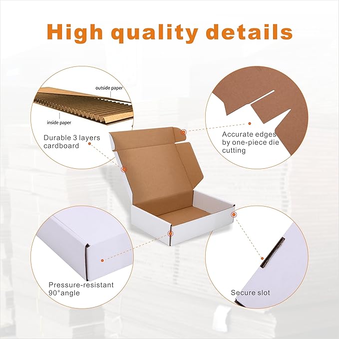 9x6x2'' Corrugated Mailer (25 Pack), Cardboard Shipping Boxes, Oyster White (CM962-25)