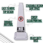 BESEA No Parking Cone 6 Pack, 28" No Parking Sign Cone with Weighted Base, White 4-Sided “ NO Parking” Warning Cone for Driveways Business Parking Lots Garages Indoor/Outdoor
