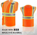 Custom Safety Vest with Logo Pockets High Visibility Reflective Vests Construction Security Workwear