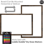 Loddie Doddie Magnetic White Board 24" x 36" - Magnetic Dry Erase Board with Built-in Marker Tray - Rustic Wooden Frame - Whiteboard Wood Frame