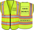 Safety Vest Reflective High Visibility with 5 Pockets ＆Zipper Class 2 Adult Unisex Construction Security Workwear