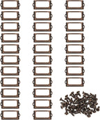 PATIKIL 70x33mm Metal Label Holders, 30 PCS Label Name Card Tag Frames with Screws for Office Library File Cabinets Shelves Wood Drawers Fabric Bins, Red Bronze