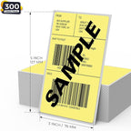 Yellow Thermal Labels 3 × 5 Inch Vinyl Self-Adhesive Fanfold Direct Shipping Stickers Waterproof Perforated Printer Decal for Office Warehouse Barcode 300 PCS
