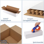 Hoikwo 12x4x3 Shipping Boxes Set of 25, White Corrugated Cardboard Box for Small Business for Packaging Mailing