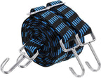 uxcell 2Pcs Adjustable Bungee Cords with Hooks, 79 Inch Flat Heavy Duty Elasticity Straps Rubber Bungee Cords with Buckle for Outdoor, Camping, Tarp, Bike Rack, Luggage, Black Blue