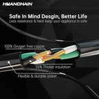 HUANCHAIN Indoor Outdoor Black Extension Cord 8 ft Waterproof, 16/3 Gauge Flexible Cold-Resistant Appliance Extension Cord Outside, 13A 1625W 16AWG SJTW, 3 Prong Electric Cable, ETL