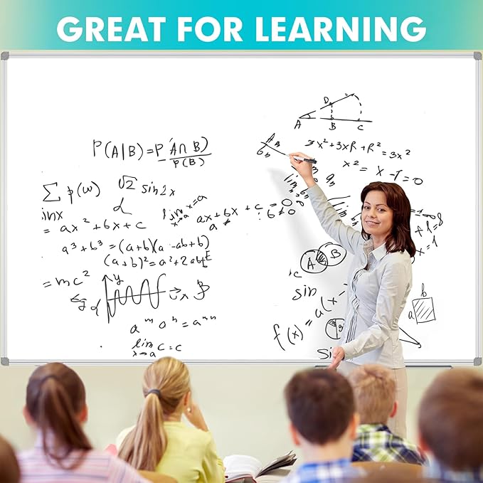 JILoffice Large Magnetic White Board, Dry Erase Board 72 x 48 Inch, Silver Aluminum Frame Wall Mounted Board for Office Home and School