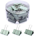 Temiary Aesthetic Binder Clips, 24 Pcs 1.6 Inches Small Metal Binder Clip with Clear Storage Container, Binding Paperwork Clamps for School Teachers Office Supplies (Green)