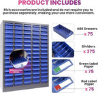 75 Drawers Nut and Bolt Organizer, 26x9x35.4 Stainless Steel Parts Cabinet with Shelfs & Labels Bolt Organizer for Workshop Tool & Hardware Storage and Organization (75 Drawers)