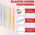PATIKIL 20 Pcs Loose-Leaf Paper Binding Clamps, Multicolor 2 Plastic Paper Organizers Notebook Fasteners Reusable Prong Binder Clip for Home Office File Report Chart Documents