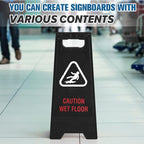 2 Pack 24 Inch Blank Floor Sign Black A-frame Foldable Caution Sign Stick/Write-On Double Sided Safety Warning for Pool Restaurant Restroom Office