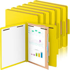 Skyygemm 12 Pack Classification Folders Letter Size Bulk with Divider and 2" Expansion, Pressboard Folder with 2 Prong Fasteners for Teachers, Clergy, Office, Church, Christmas Donations(Yellow)