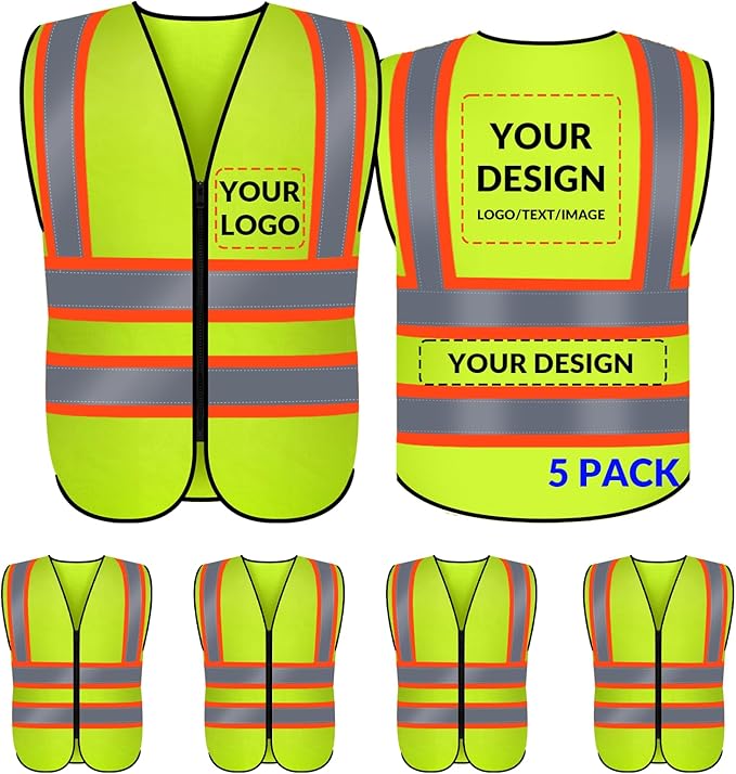 BeautyWill Custom Safety Vest Logo Class 2 High Visibility Reflevtive Vest Outdoor Protective Workwear