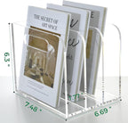 Clear Acrylic Organizers - 3 Vertical Compartments Acrylic Folder Organizer & File Organizer, Desk Document Storage Bins for Magazines, Binders - Multipurpose Home Office Desk Organizer