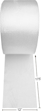 Amazon Basics Bubble Cushioning Wrap Packing Material for Fragile Items, Perforated, 12 inch x 175 ft Long Roll, Small 3/16", Clear