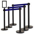 VIP Crowd Control Retractable Belt Stanchion Queue Safety Barrier Set,36" Ht, 78" Blue Belt + Sign Frame + Wall Bracket (6 Posts+SFrame+WBracket)