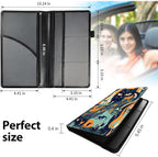 Car Registration and Insurance Holder, Leather Car Glove Box Organizer, Cool Car Accessories for ID, Driver's License Cards & Essential Document,business cards,Men&Women,Black Cat