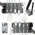 DeskBrick 2PK – Patented Non-Slip Steel-Weighted Desk Organizers & Cable Management Gadgets, Versatile Cord, Phone & Accessory Holders for Office, Home & Desktop – Best Gift for Men. Gray