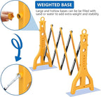 RELIANCER Expandable 8.46ft Safety Barricade,Retractable Security Barrier Water Filled Weighted Base,Adjustable Traffic Barricades,Outdoor Crowd Control Barriers,Driveway Isolation Gate,Garden Fence