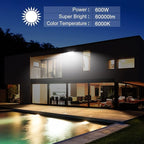 600W Outdoor LED Flood Light, 60000LM Super Bright, 110-285V, IP66 Waterproof, 6000K Daylight White Security Lights,Lighting for Playground Yard Stadium Lawn Ball Park