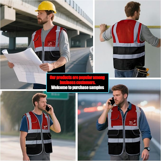 BeautyWill 10/20 Pack Custom Logo Safety Vest,Bulk High Visibility Class 2 Reflective Work Vests