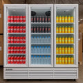 71” Wide Commercial Beverage Refrigerator Display Fridge, Three Glass Door Merchandiser Drink Cooler With LED Light Adjustable Shelves,ETL Sanitation,63.5 Cu Ft,White,(Wheels Included)