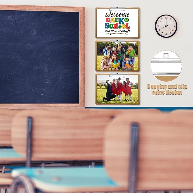 Sherr 30 Pcs Clipboard 9 x 13 Inch Large Brown Wooden Horizontal with Low Profile Clip Landscape Clipboard Layout for School Classroom Office Drawing Sketching Art Back to School Supplies