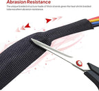 2 in 1 Ratio Braided Cable Sleeve Fabric Heat Shrink 3/8" - 24 feet, Abrasion Management Protection Flexibility Wiring Harness Cable Sheath
