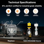 LED Temporary Work Light 100W, 15000 Lumen Construction Light, 5000K Daylight White, IP65 Waterproof Dustproof, Portable Hanging Lighting for Jobsite Workshop High Bay and Damp Locations