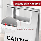 Tandefio 2 Pcs Stainless Steel Wet Floor Sign 24 Inch Caution Watch Your Step Signs Double Sided Foldable Commercial Safety Warning Industrial Warning Signs for Office Hotel Market Restroom Restaurant