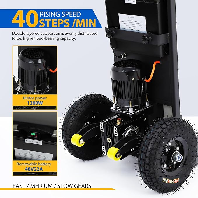 Motorized Hand Truck for Moving Furniture Stair Climbing Hand Truck Dollys Cart with Stair Climbing Wheels Electric Crawler Black