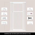 Gardner Pet 51"-87" Extra Tall Cat Gate for Doorway, Wide Adjustable 27.56"-37" Baby Gate Included 4 Extension Kits, Pressure Mounted Safety Full Door Gate for Stairs, Studio, Kitchen (Black)